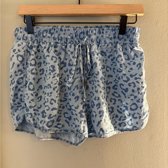 Karlie Blue Athletic Shorts with Leopard Print - Picture 1 of 6